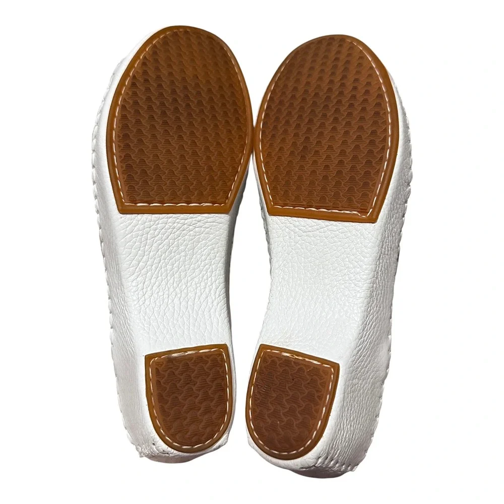 La Plume Jen White Leather Wedge Comfort Slide Sandals EUC Women's US 7.5 EU 38